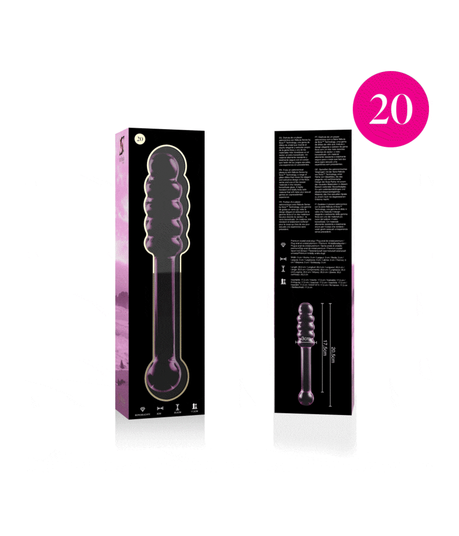 NEBULA SERIES BY IBIZA - MODEL 20 DILDO BOROSILICATE GLASS PINK 20.5 CM -O- 3 CM