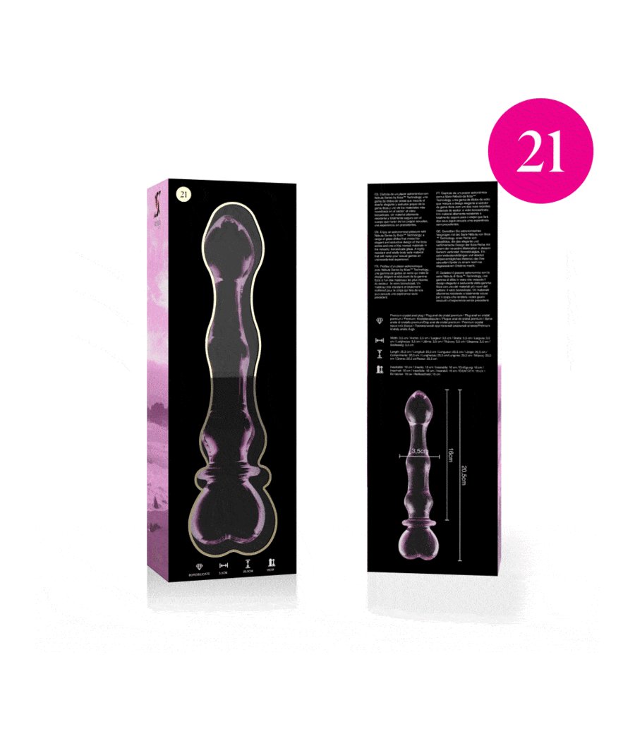 NEBULA SERIES BY IBIZA - MODELL 21 DILDO BOROSILIKATGLAS ROSA 20.5 CM -O- 3.5 CM