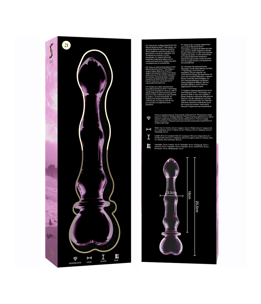 NEBULA SERIES BY IBIZA - MODELLO 21 DILDO IN VETRO BOROSILICATO ROSA 20.5 CM -O- 3.5 CM