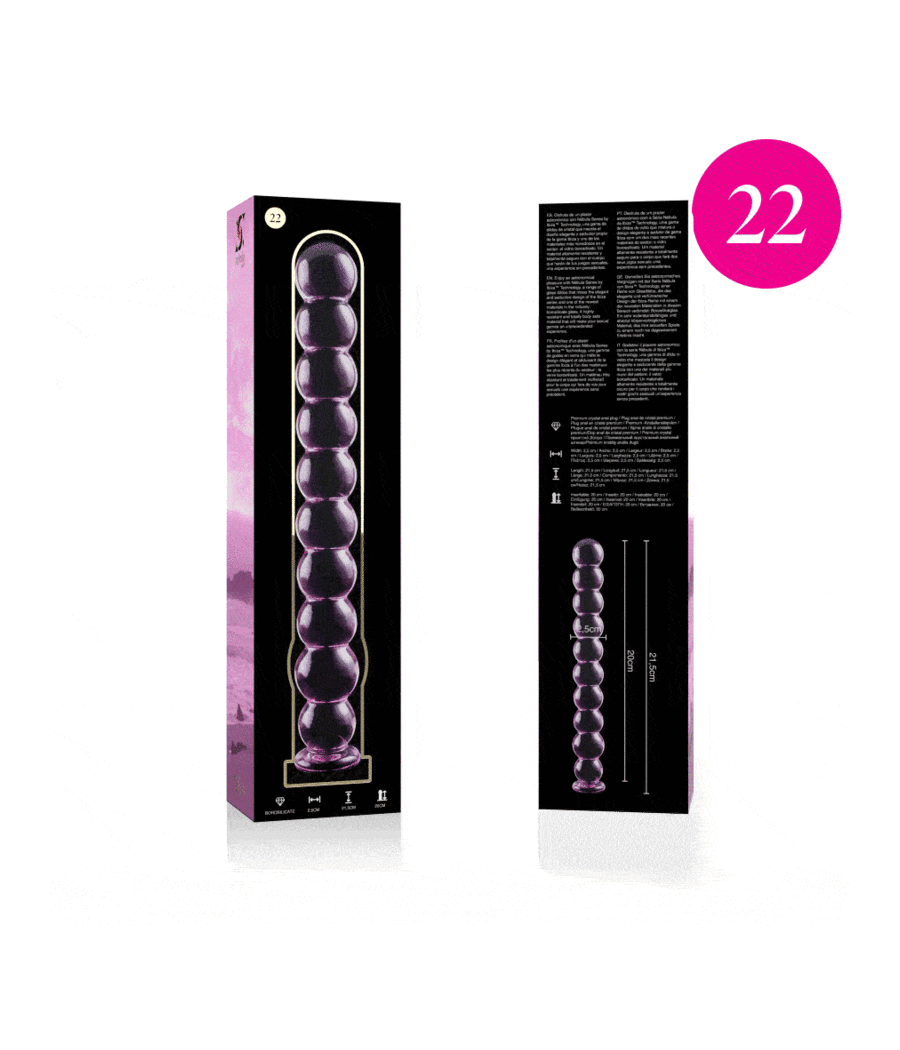 NEBULA SERIES BY IBIZA - MODELO 22 DILDO CRISTAL ROSA 21.5 CM -O- 2.5 CM