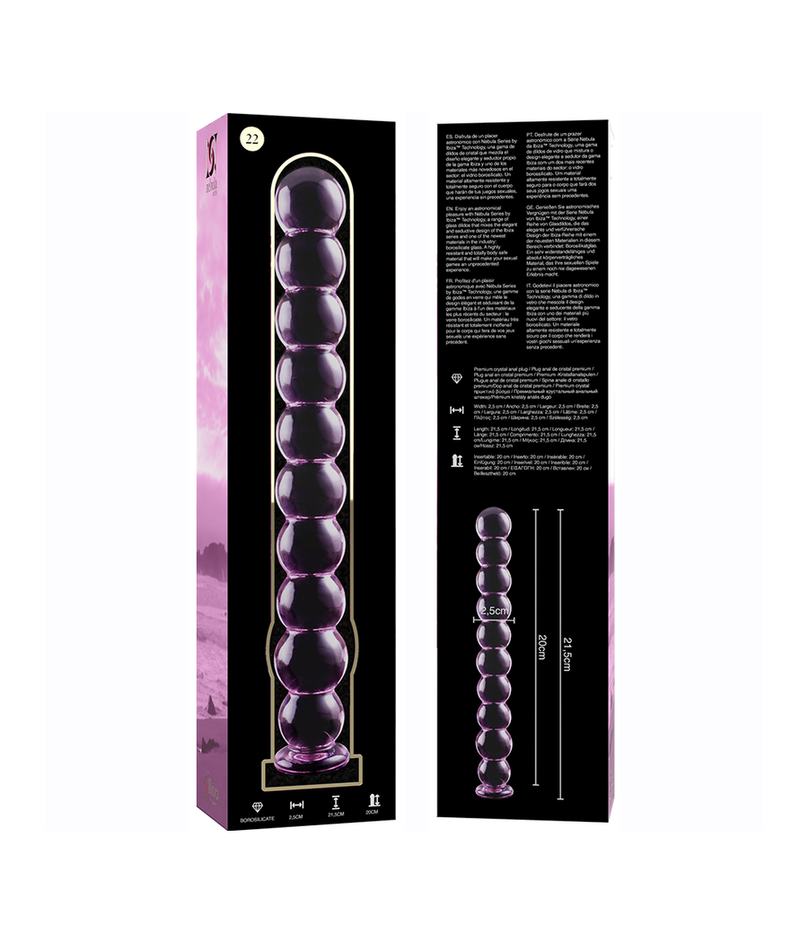NEBULA SERIES BY IBIZA - MODELLO 22 DILDO IN VETRO BOROSILICATO ROSA 21.5 CM -O- 2.5 CM