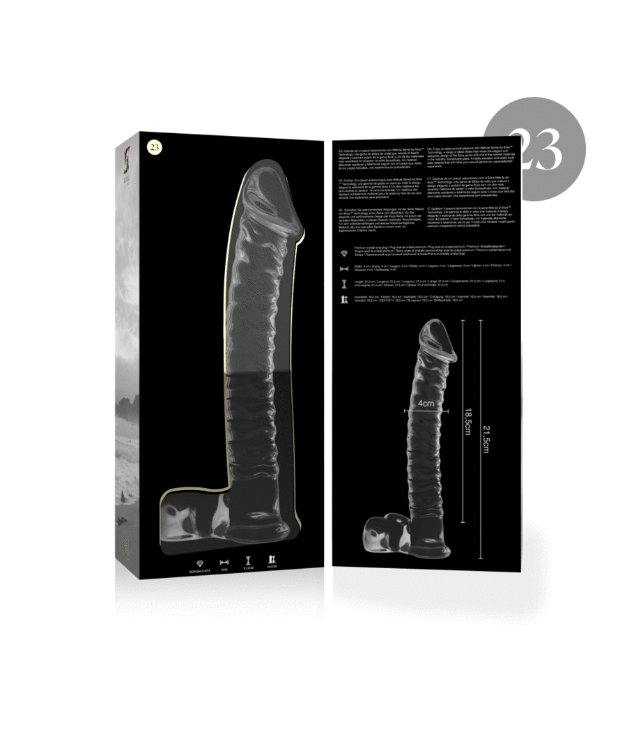 NEBULA SERIES BY IBIZA - MODEL 23 DILDO BOROSILICATE GLASS CLEAR 21.5 CM -O- 4 CM