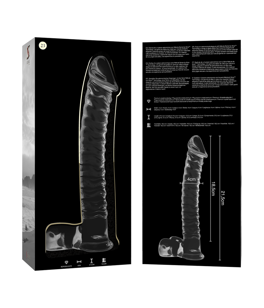 NEBULA SERIES BY IBIZA - MODELL 23 DILDO BOROSILIKATGLAS KLAR 21.5 CM -O- 4 CM
