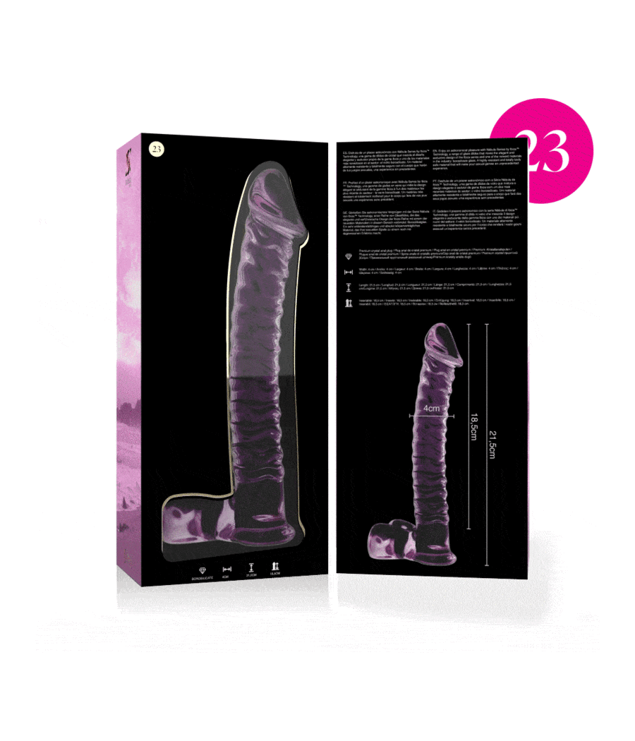 NEBULA SERIES BY IBIZA - MODELO 23 DILDO VIDRO BOROSILICADO ROSA 21.5 CM -O- 4 CM