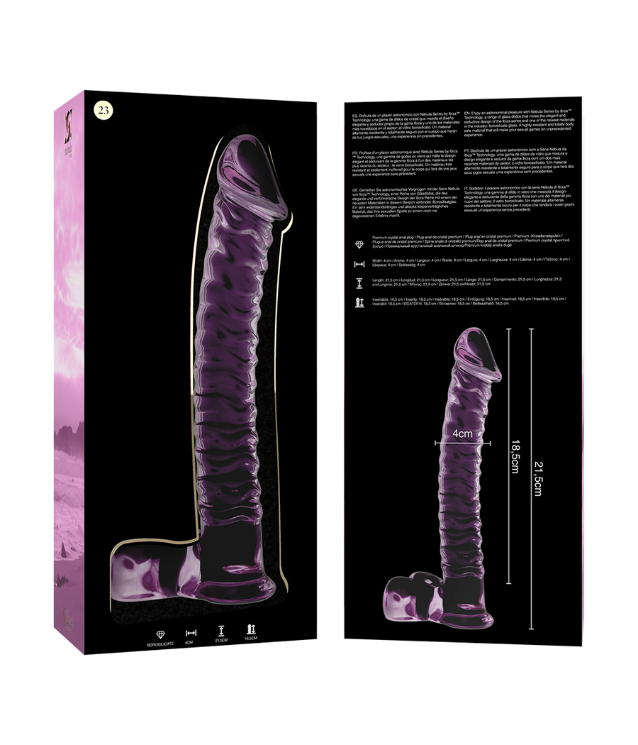 NEBULA SERIES BY IBIZA - MODELO 23 DILDO VIDRO BOROSILICADO ROSA 21.5 CM -O- 4 CM