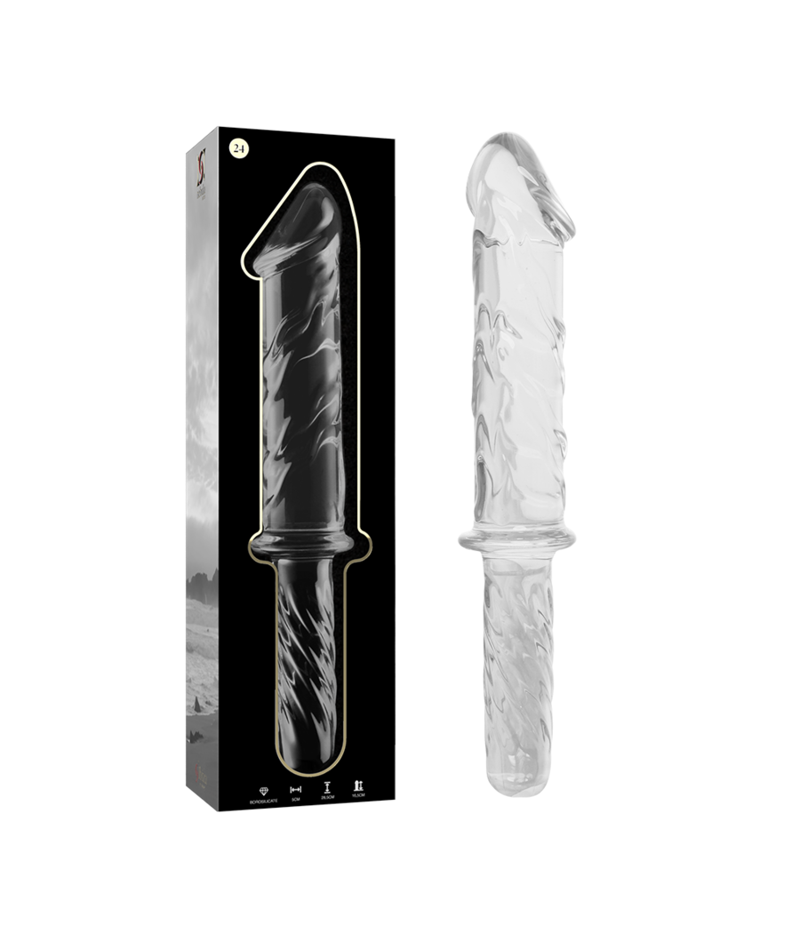NEBULA SERIES BY IBIZA - MODELLO 24 DILDO IN VETRO BOROSILICATO TRASPARENTE 28.5 CM -O- 5 CM