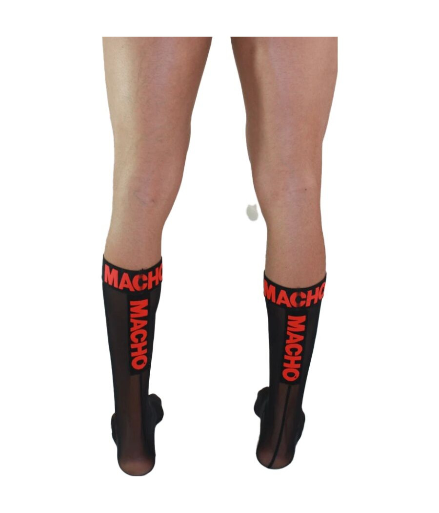MACHO - CALCETINES FINOS NEGRO/ROJO TALLA ÚNICA