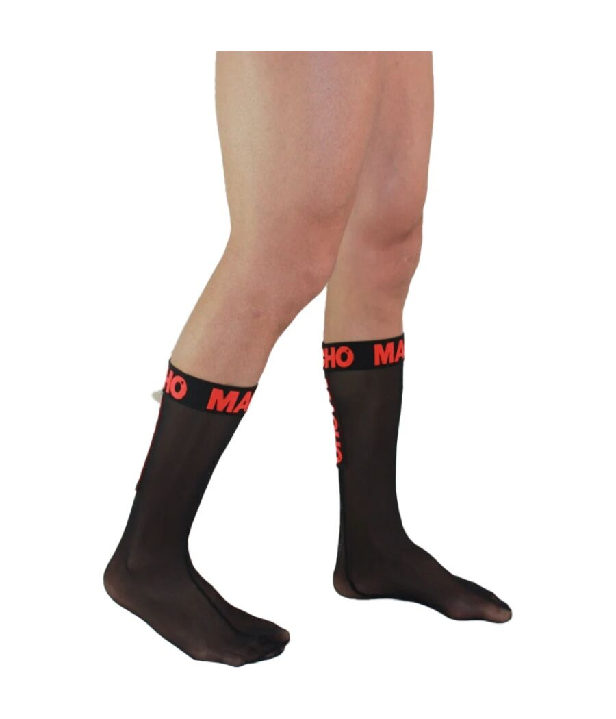 MACHO - MEIAS FINAS TAMANHO ÚNICO PRETO/VERMELHO