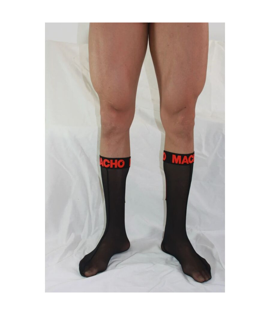 MACHO - MEIAS FINAS TAMANHO ÚNICO PRETO/VERMELHO