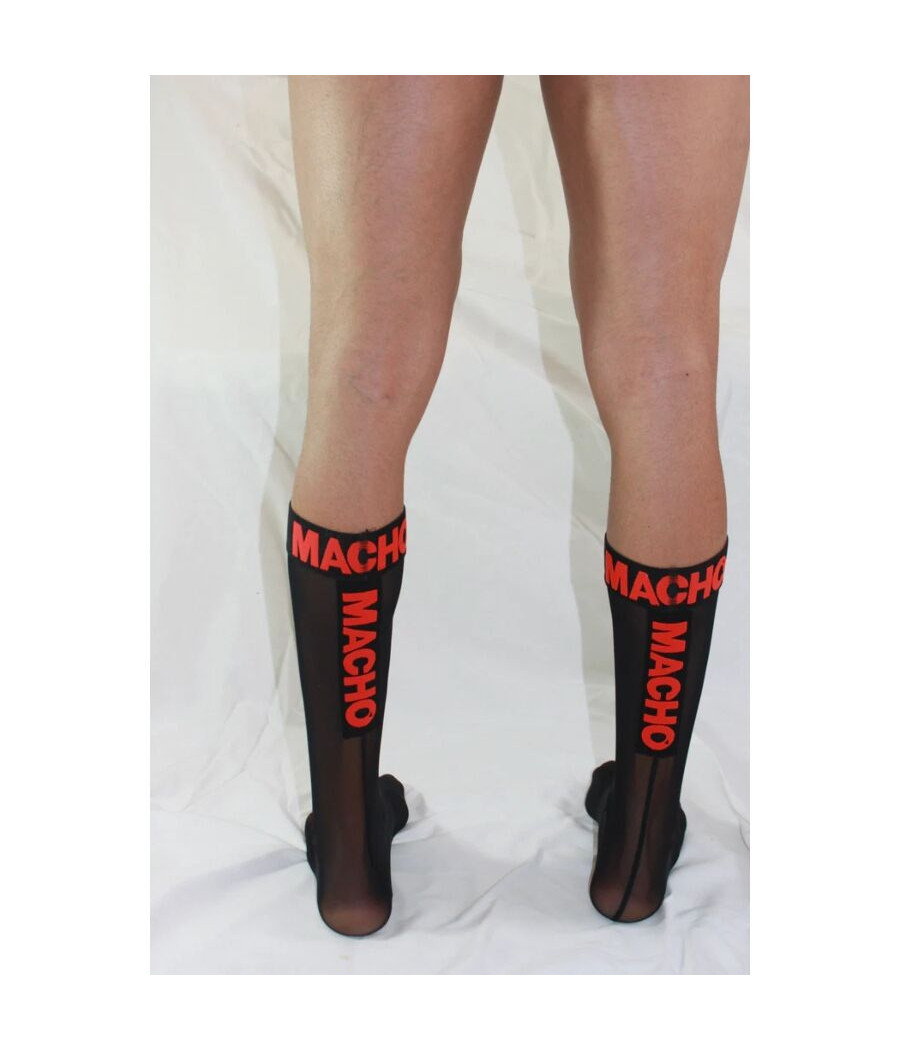 MACHO - CALCETINES FINOS NEGRO/ROJO TALLA ÚNICA