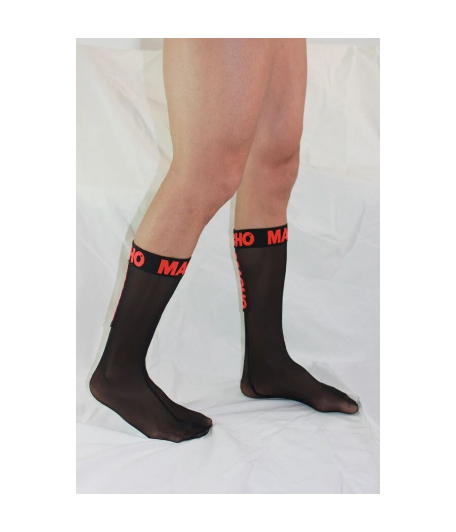 MACHO - MEIAS FINAS TAMANHO ÚNICO PRETO/VERMELHO