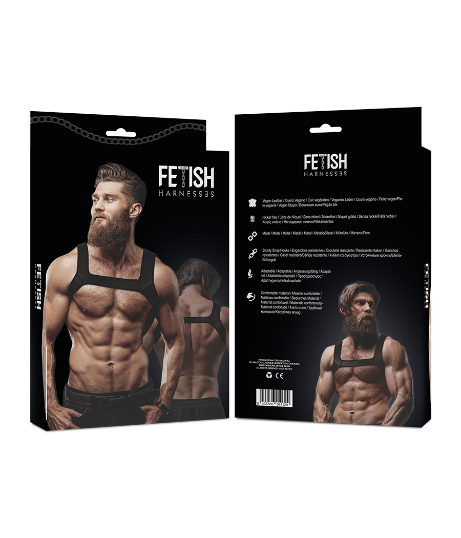 FETISH SUBMISSIVE ATTITUDE - ARNÊS DE PEITO DE NEOPRENE PARA HOMENS TAMANHO L
