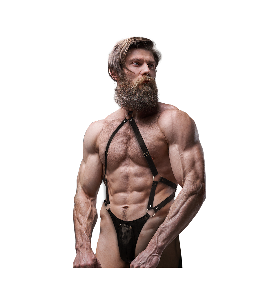 FETISH SUBMISSIVE ATTITUDE - HARNAIS JOCK STRAP EN CUIR ÉCOLOGIQUE POUR HOMMES