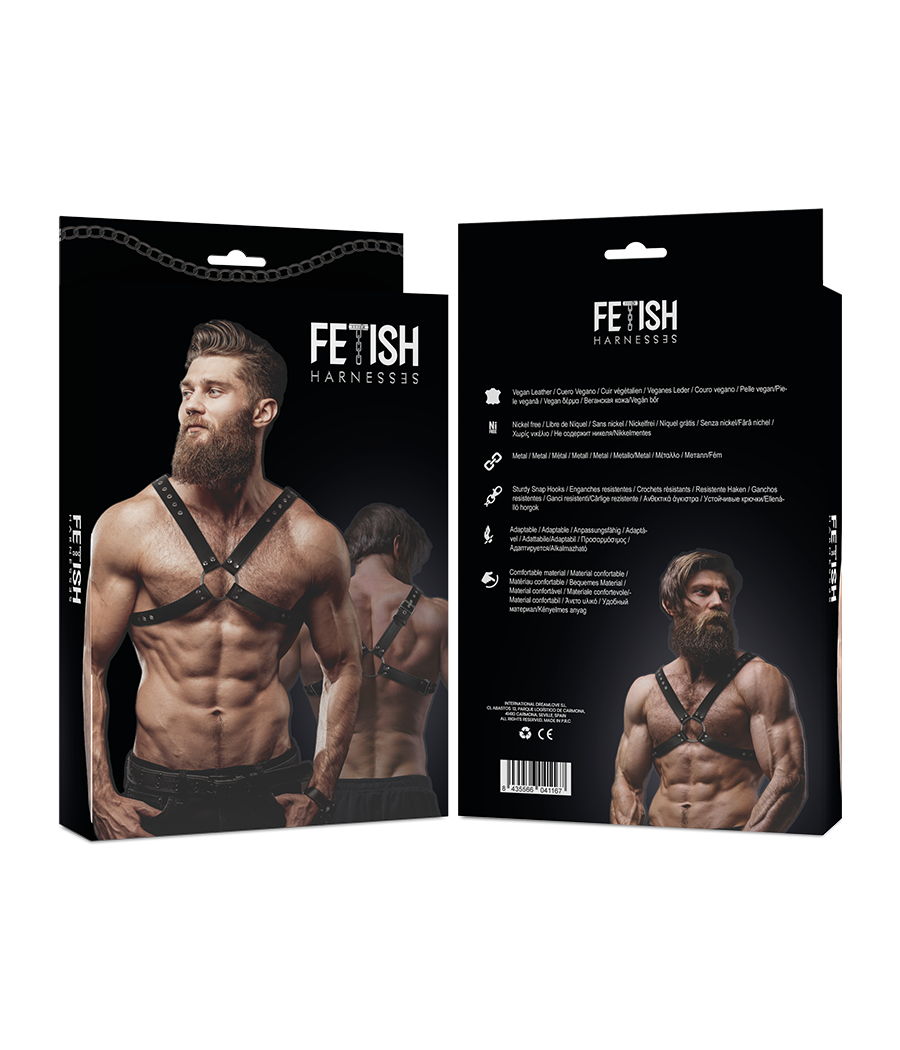 FETISH SUBMISSIVE ATTITUDE - HARNAIS EN CUIR ÉCOLOGIQUE POUR HOMMES AVEC POITRINE CROISÉE