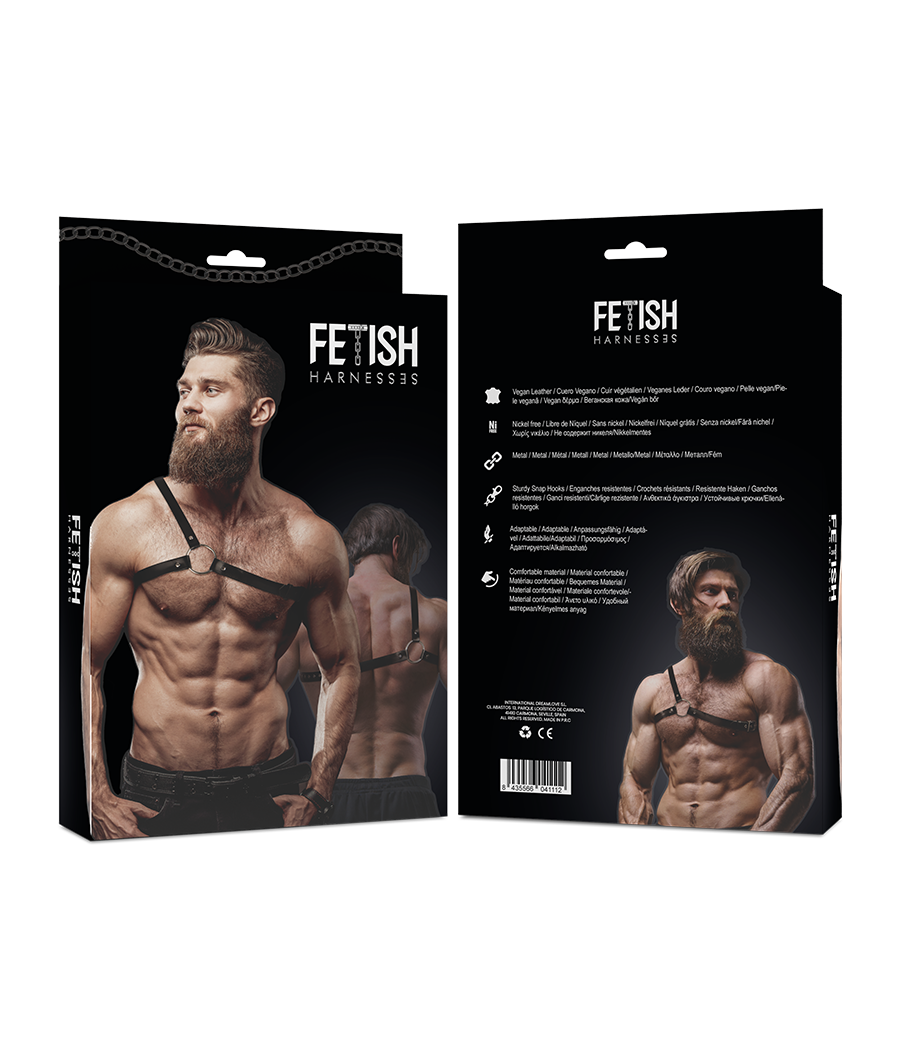FETISH SUBMISSIVE - ATTITUDE MENS CROSSED SHOULDER ECO LEATHER HARNESS
