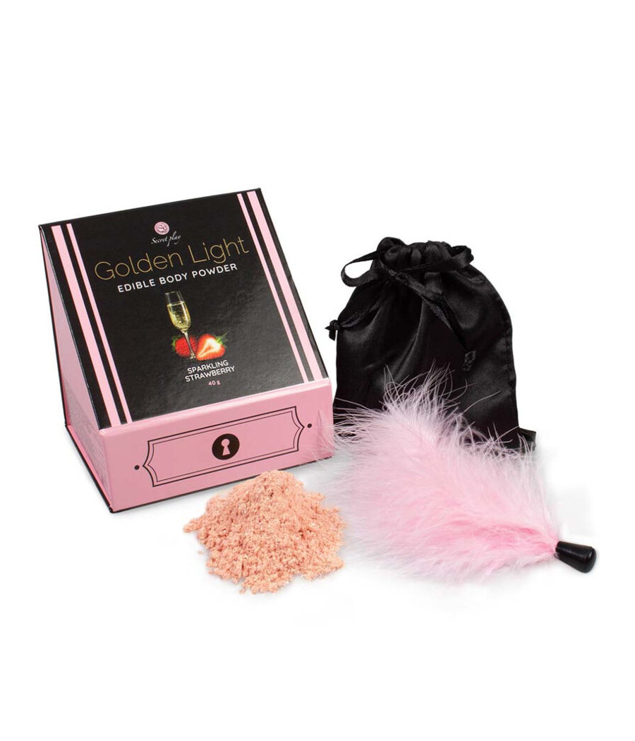 SECRETPLAY - GOLDEN LIGHT KIT SPARKLING STRAWBERRY EDIBLE POWDER & FEATHER