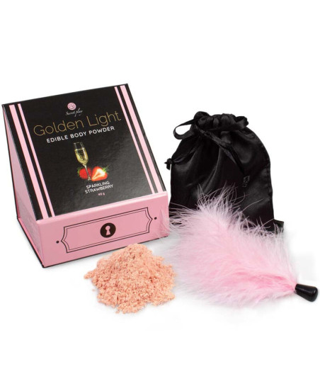 SECRETPLAY - KIT LUCE DORATA POLVERE E PIUMA ALIMENTARE FRIZZANTE ALLA FRAGOLA