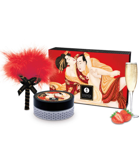 SHUNGA - KIT POLVOS DE MASAJE COMESTIBLE FRESA