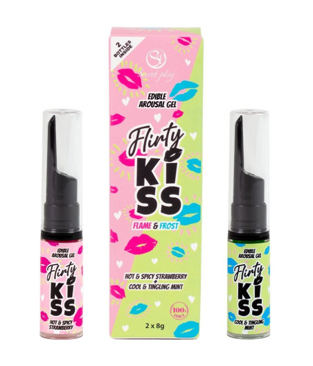 SECRETPLAY - GEL PER BACI CIVATRICI CON EFFETTI SESSUALI ORALI FRAGOLA E MENTA 2 x 8 GR