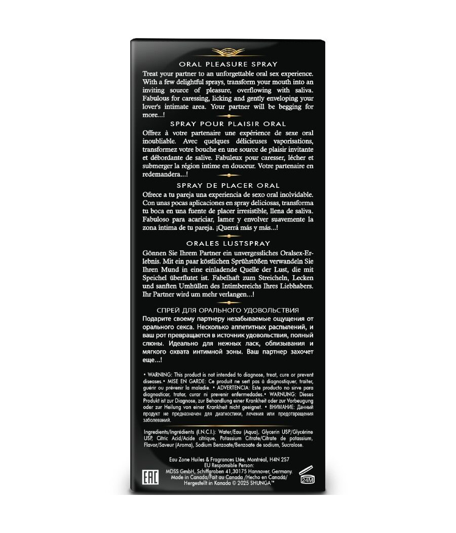 SHUNGA - WAVES PLEASURE SPRAY ORAL SEDUCTIVE FRAISE 20 ML
