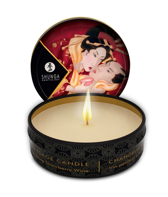 SHUNGA - MINI CARESS BY CANDELIGHT STRAWBERRIES AND CAVA MASSAGE CANDLE 30 ML
