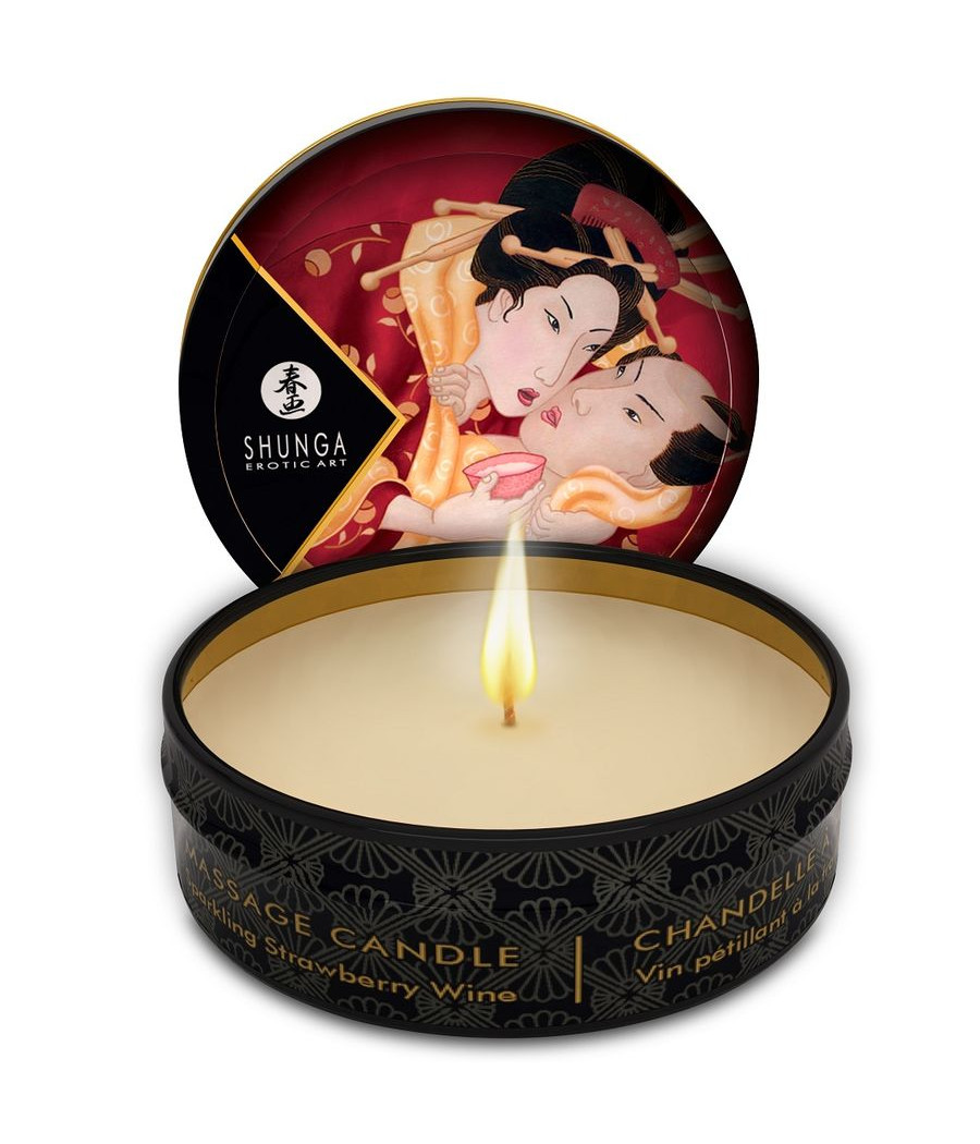 SHUNGA - MINI CARESS BY CANDELIGHT CANDELA DA MASSAGGIO FRAGOLE E CAVA 30 ML