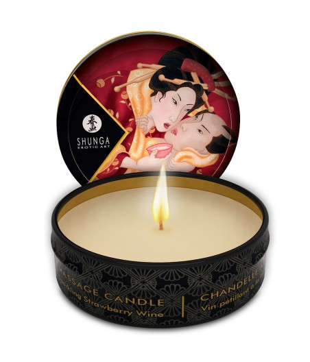 SHUNGA - MINI CARESS BY CANDELIGHT ERDBEERE UND CAVA MASSAGEKERZE 30 ML
