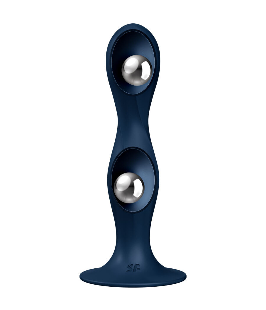 SATISFYER - DOUBLE BALL-R DILDO SILICONA AZUL