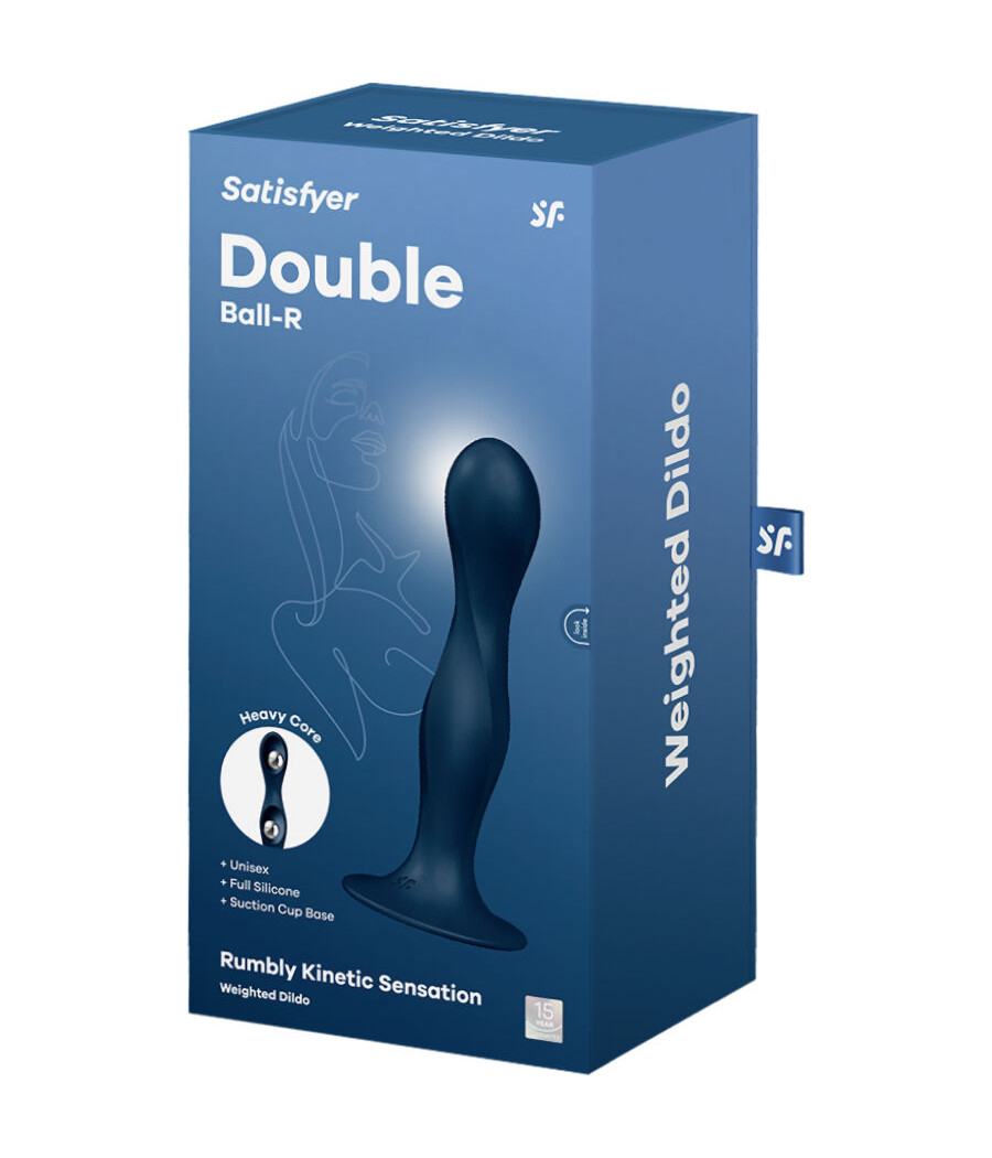 SATISFYER - DOUBLE BALL-R DILDO SILICONA AZUL