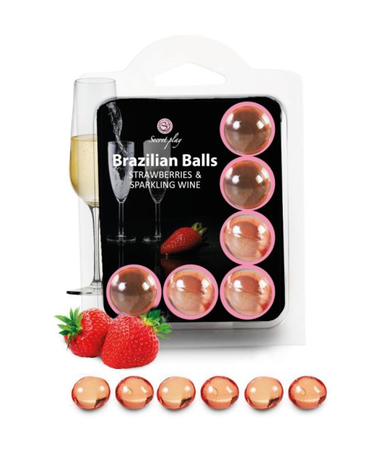 SECRETPLAY - CONJUNTO 6 BOLAS BRASILEIRAS MORANGOS COM CAVA