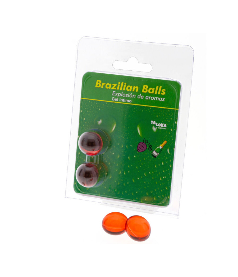 TALOKA - 2 BOULES BRÉSILIENNES GEL INTIME FRAISES & CHAMPAGNE