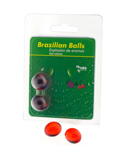 TALOKA - 2 BRAZILIAN BALLS STRAWBERRY & CHERRY INTIMATE GEL