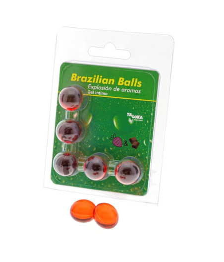 TALOKA - 5 BOULES BRÉSILIENNES GEL INTIME FRAISE & CHOCOLAT