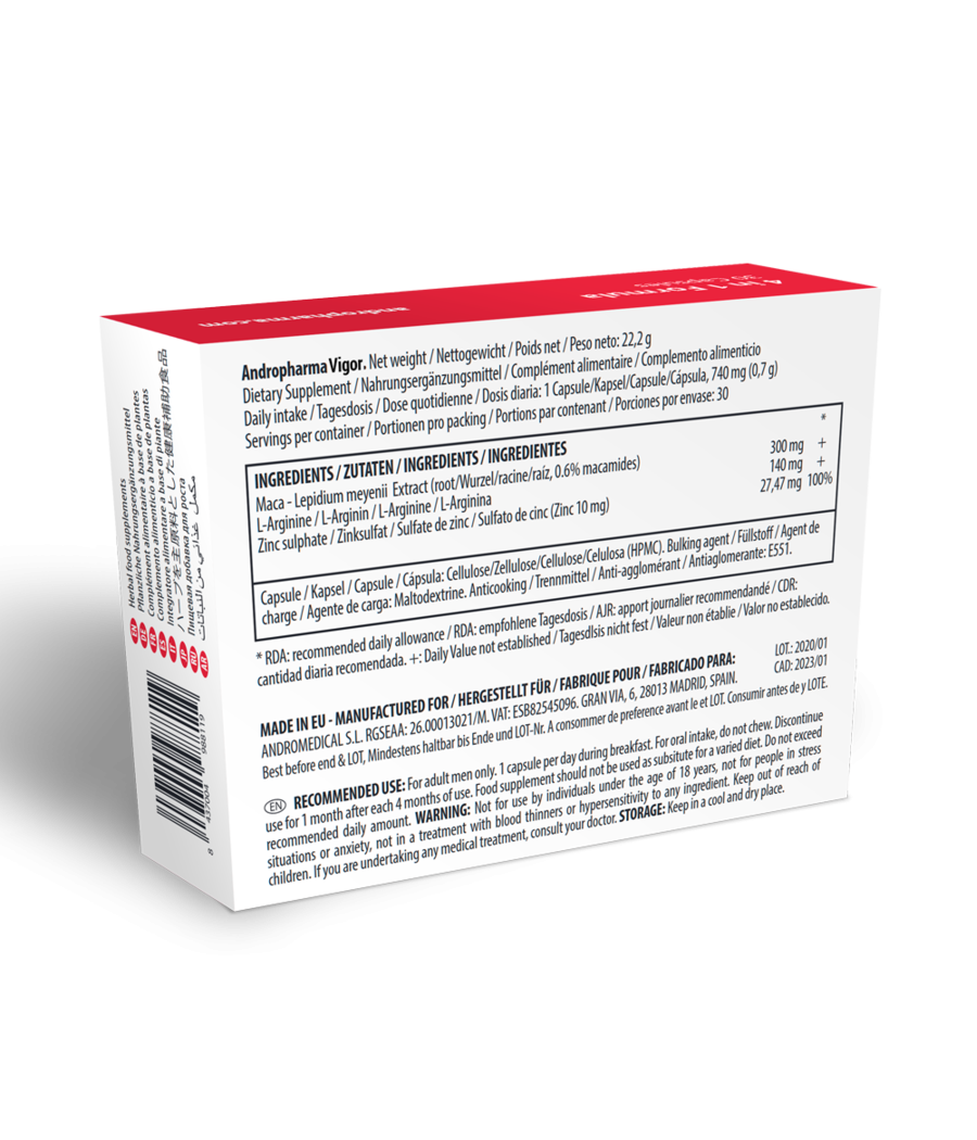 ANDROPHARMA VIGOR - SUPPLÉMENT AMÉLIORATION DE LA LIBIDO