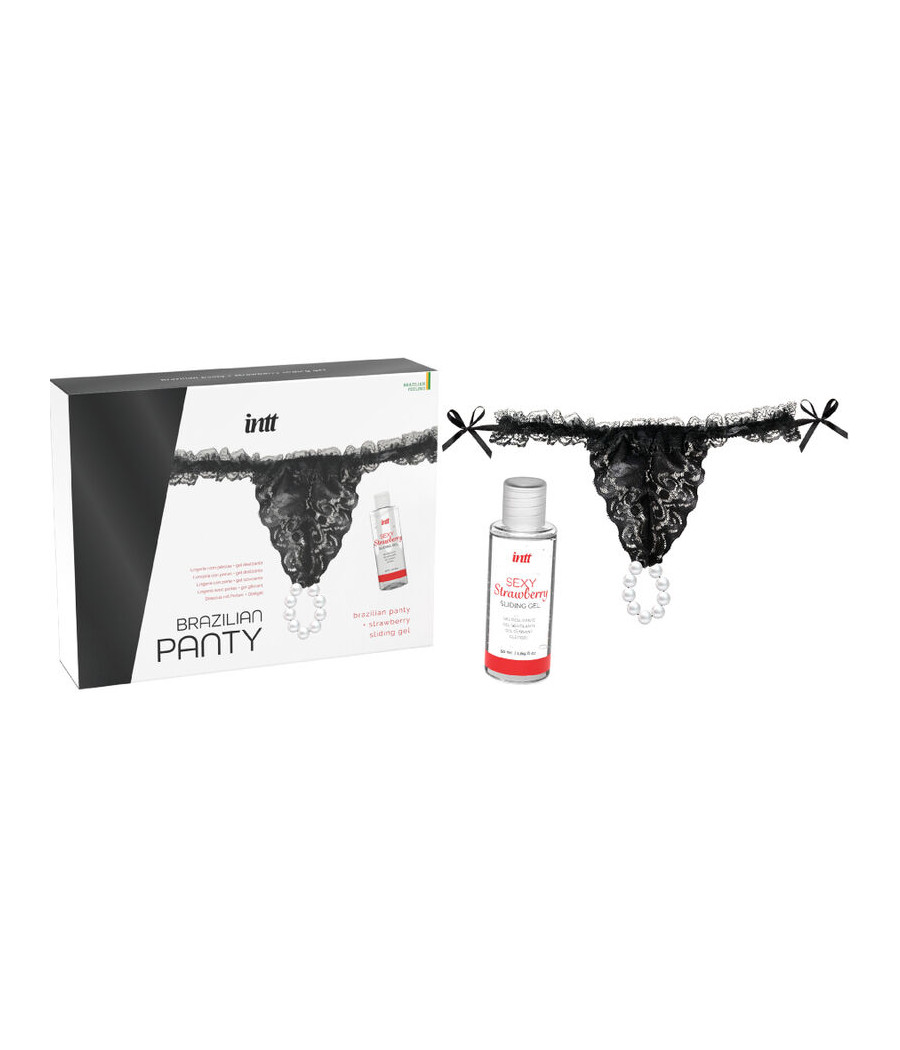 INTT RELEASES - CALÇA PRETA BRASILEIRA COM PÉROLAS E GEL LUBRIFICANTE 50 ML