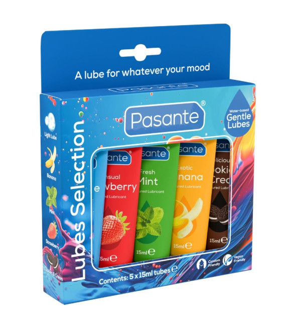 PASANTE - PACK LUBRICANTES SABORES VARIADOS 5 UDS X 15 ML