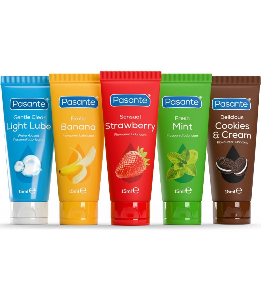 PASANTE - PACKUNG SORTIERTE SCHMIERMITTEL MIT GESCHMACK 5 EINHEITEN X 15 ML
