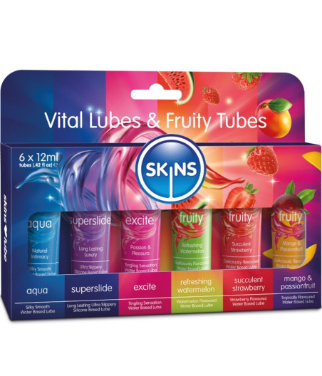KIT DE LUBRIFIANTS VITAL & FRUITY POUR LA PEAU - 6 x 12 ML