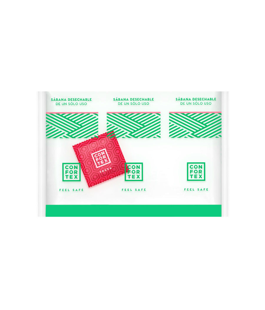 CONFORTEX - DISPOSABLE HYGIENIC SHEETS, INDIVIDUAL BAG + STRAWBERRY CONDOM