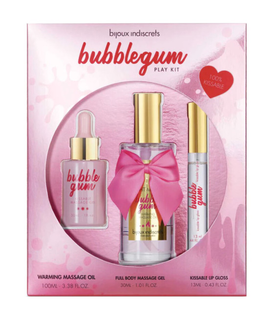 BIJOUX - INDISCRETS BUBBLEGUM PLAY KIT CON ACEITE GEL & BRILLO DE LABIOS