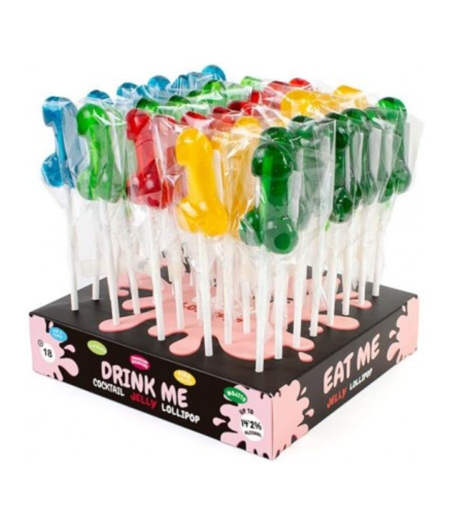 SECRETPLAY - AFFICHAGE ASSORTIMENT DE SUCETTES PÉNIS AVEC ALCOOL 40 UNITÉS