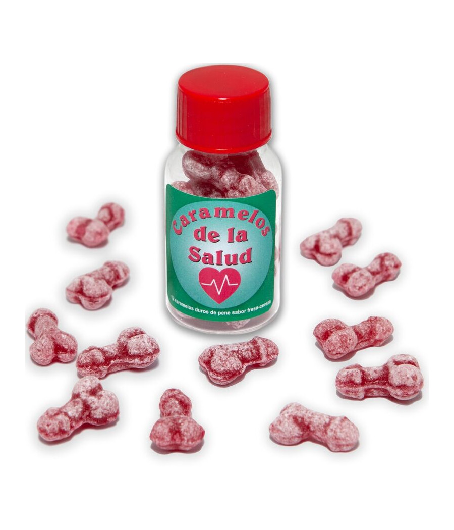 DIABLO PICANTE - 12 CARAMELLE DELLA SALUTE A FORMA DI PENE FRAGOLA/CILIEGIA