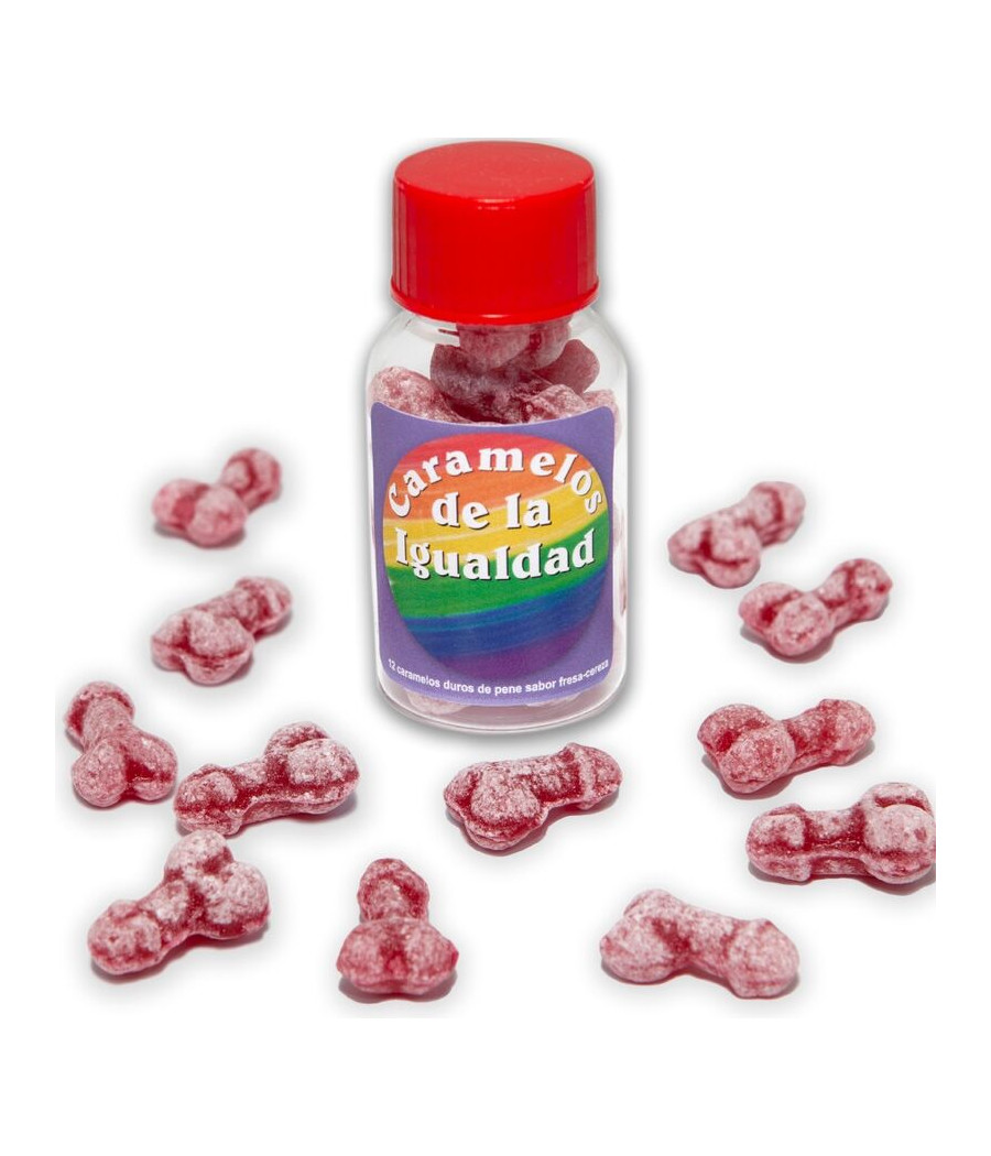 DIABLO PICANTE - 12 CARAMELLE A FORMA DI PENE FRAGOLA/CILIEGIA UGUALI