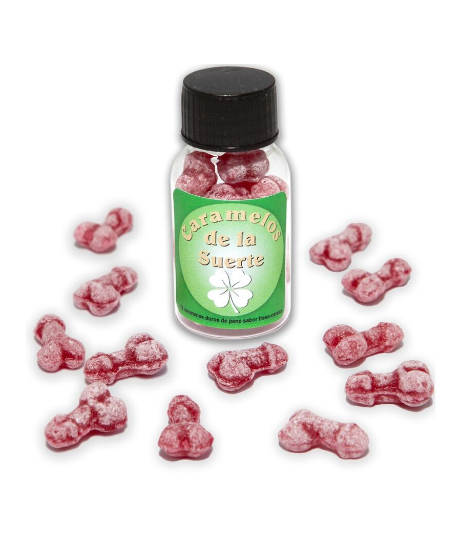 DIABLO PICANTE - 12 PENISFÖRMIGE GLÜCKSBONBONS ERDBEERE/KIRSCHE