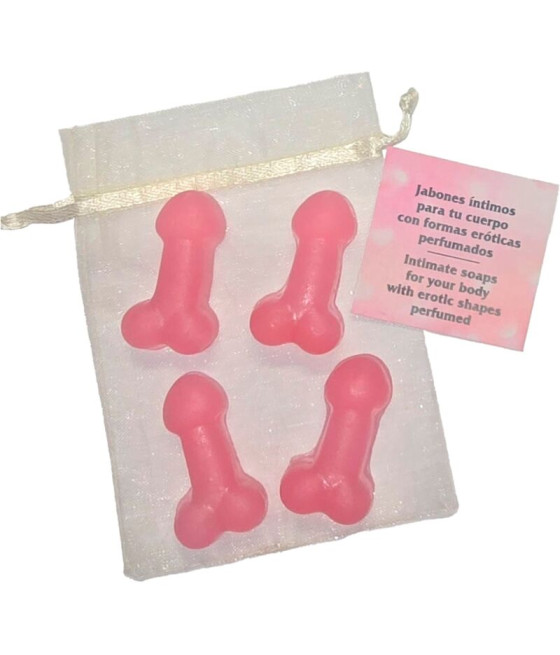 DIABLO PICANTE - 4 MINI JABONES PERFUMADOS FORMA PENE ROSA