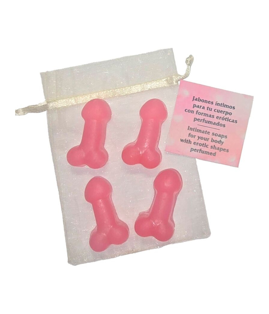DIABLO PICANTE - 4 PENIS-SHAPED PERFUMED MINI SOAPS PINK