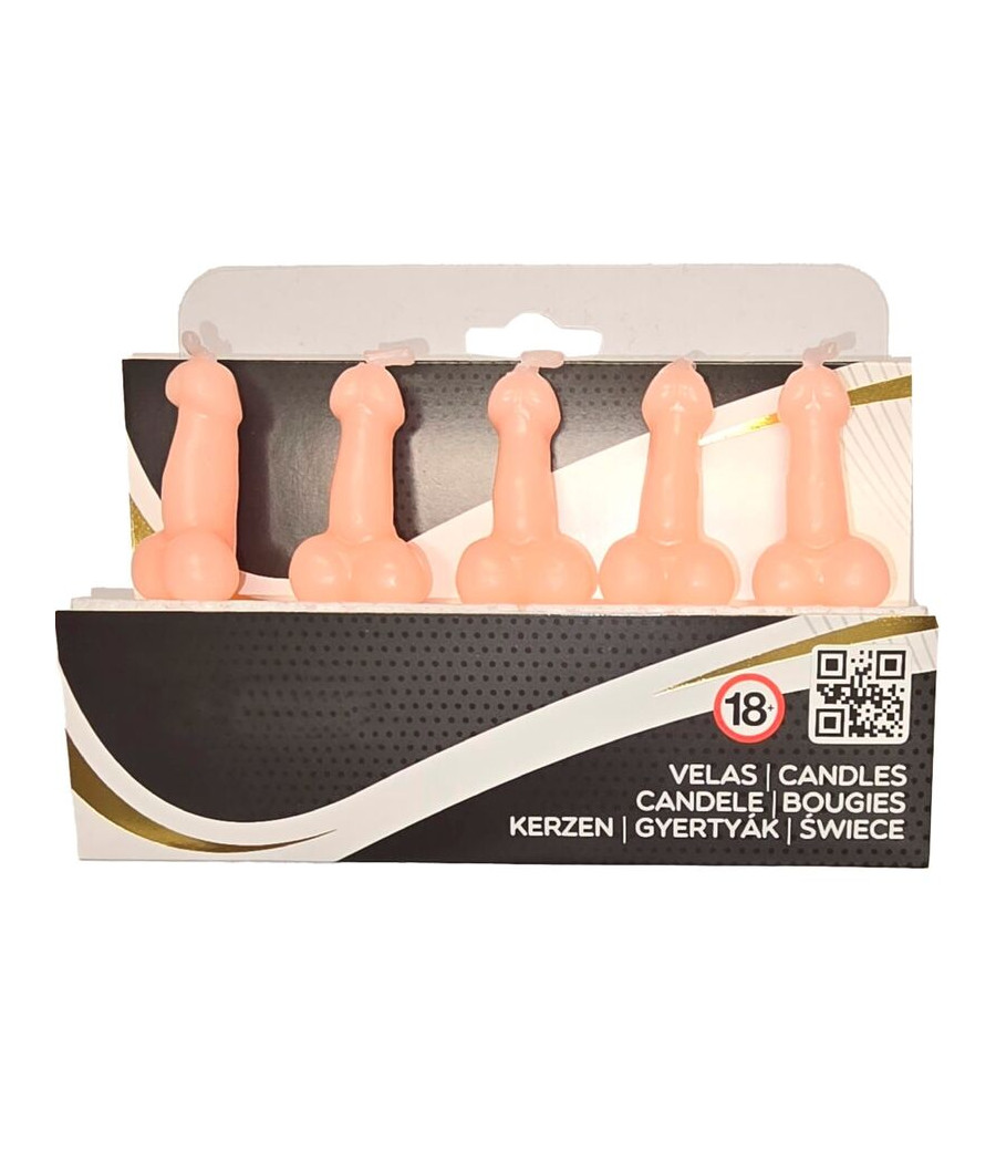 DIABLO PICANTE - BOX OF 5 FLESH PENIS-SHAPED CANDLES