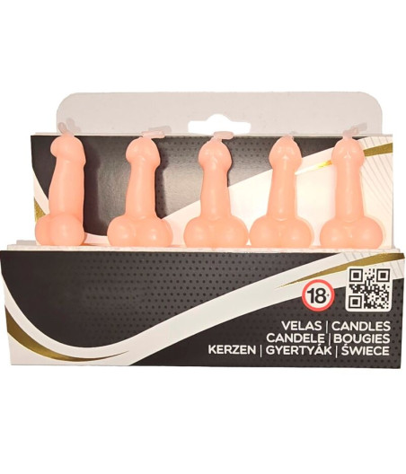 DIABLO PICANTE - BOX OF 5 FLESH PENIS-SHAPED CANDLES