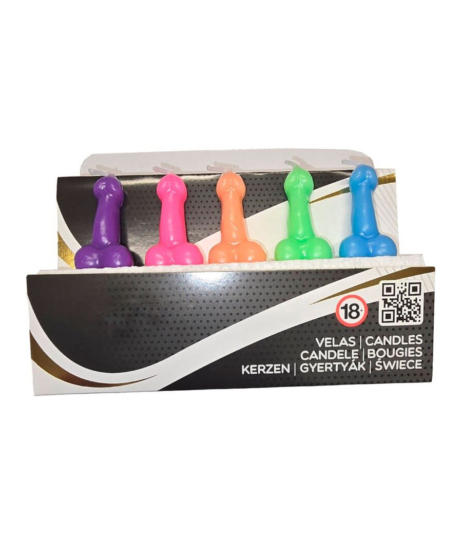 DIABLO PICANTE - CAJA 5 VELAS FORMA PENE DIFERENTES COLORES