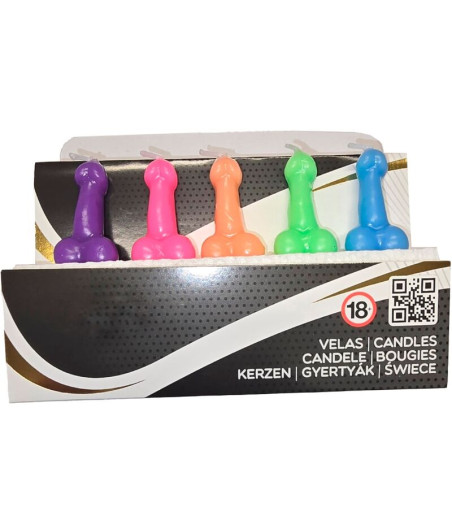 DIABLO PICANTE - BOX OF 5 PENIS-SHAPED CANDLES IN DIFFERENT COLORS